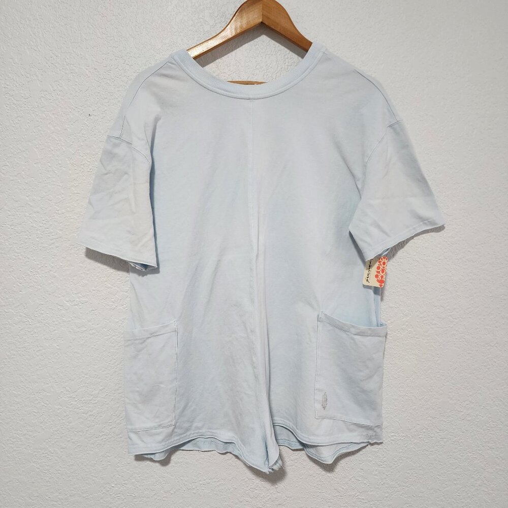 Free People Oversized Relaxed Fit Short Sleeve Cotton Romper XS Beach Cover Up